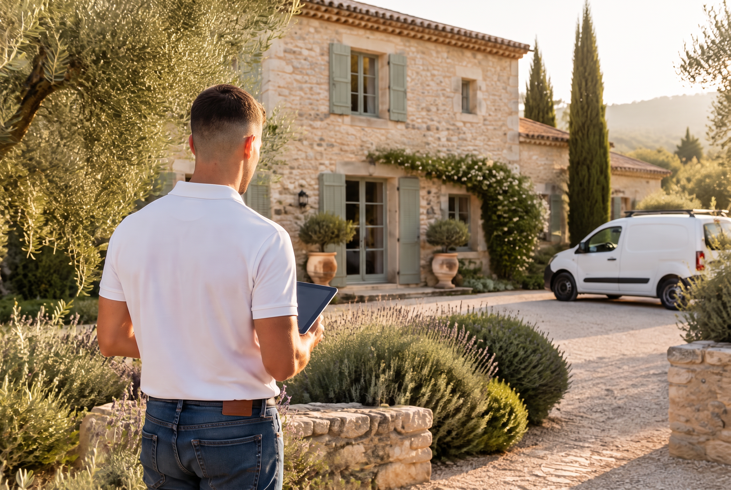 Andrew devant une maison provençale